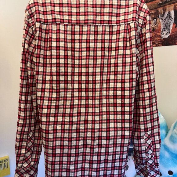 Victoria’s Secret Red Plaid Flannel Button Down Shirt Women’s Size Small - Picture 2 of 5